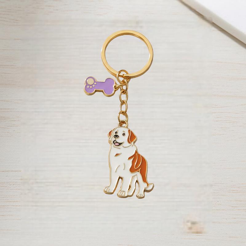 

St. Bernard Cartoon Dog Keychain Pendant - Cute Alloy Bag Charm, Small Gift золотий