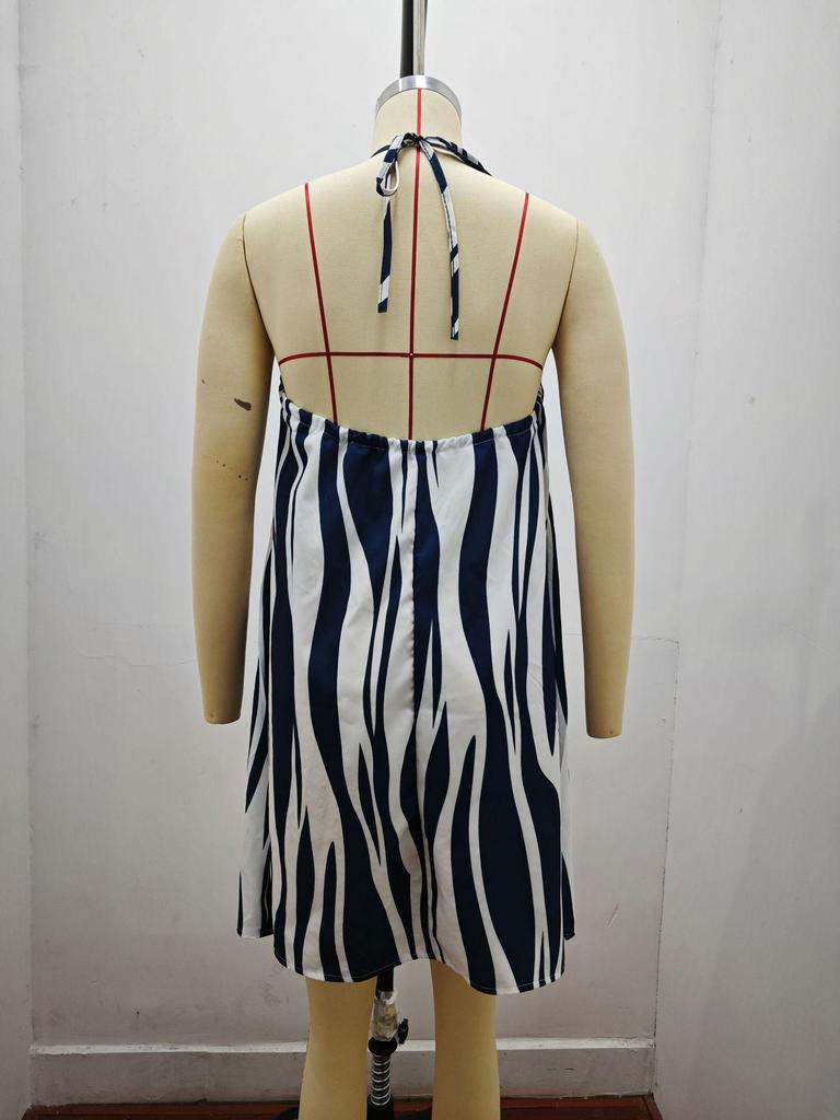 Summer Off-the-Shoulder Halter Lace-Up Loose Women's Dress