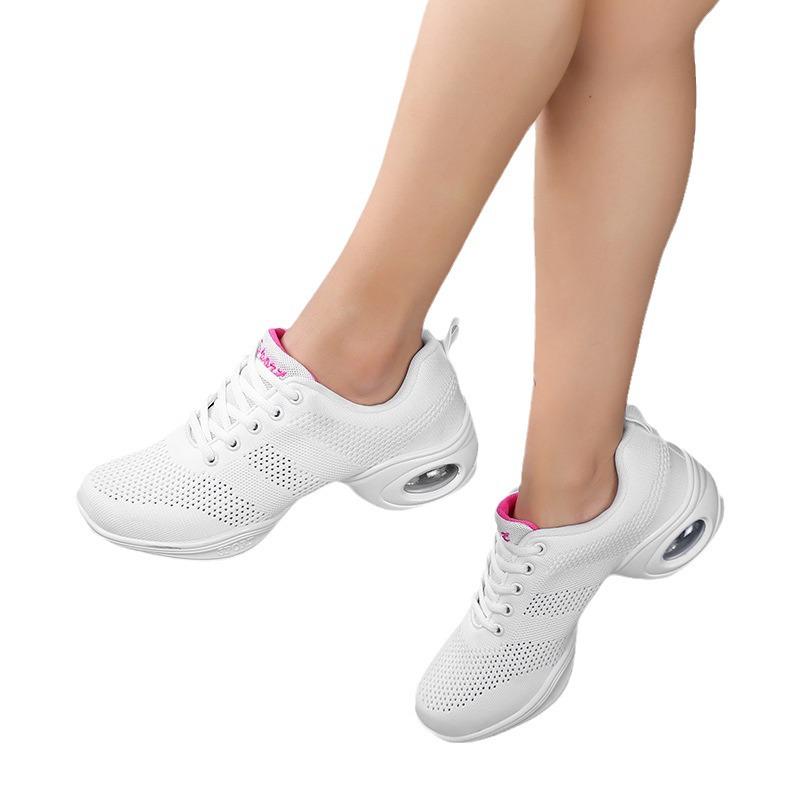 

Белые туфли для танцев с перфорацией и мягкой подошвой на среднем каблуке для джаза и бальных танцев - дышащий и популярный летний стиль 39 белый