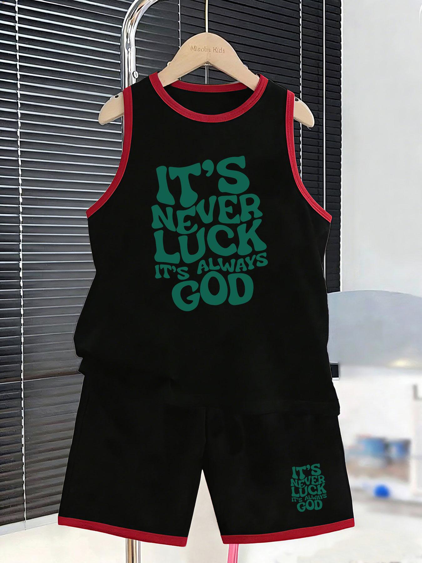 

Boys faith themed clothing set with blessing quote print. Soft breathable fabric, non-restrictive loose fit for family outings and daily wear. 2-3Y чёрный