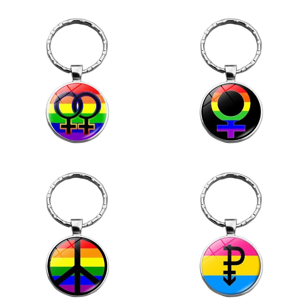 Rainbow Lgbtq Keychain Creative Couple Gift Modern Style Zinc Alloy Key Ring Bag Decoration Xswx4626-1