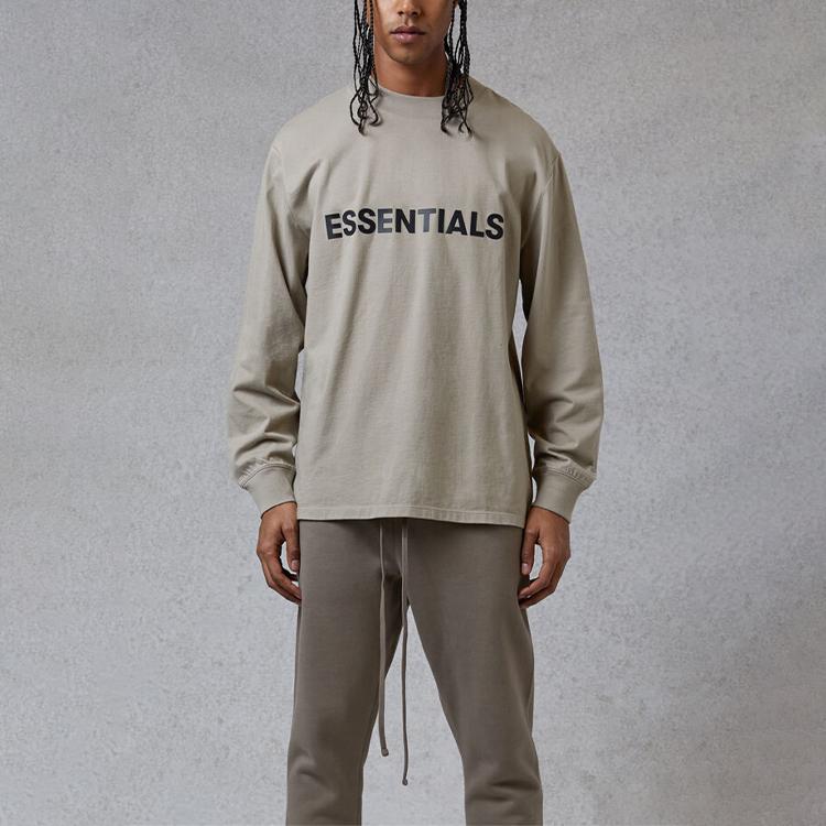 Fear of God Essentials Long-Sleeve T-Shirt Unisex Tops Olive FOG-FW20-201