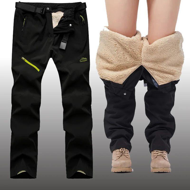 

Зимние Толстые Теплые Уличные Брюки Мужские Тактические Водонепроницаемые Длинные Брюки Трекинговые Походные Брюки Съемная Меховая Подкладка Бархат Внутри S чёрный