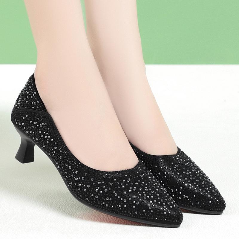 Spring Autumn Women Fashion Pattern Sequined High Heel Pumps  Party Lady Classic Office Stylish Wedding Heel Shoes