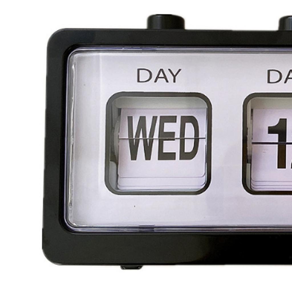 Desk Table Alarm Clock Manual Jump Calendar Desktop Alarm Clock for Study Room Office Black