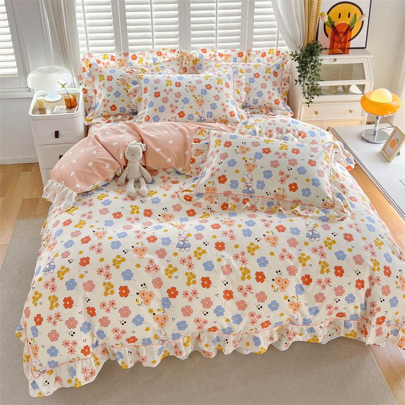 1pc Ruffles Duvet Cover Pure Cotton Comforter Cover Floral Style Bed Covers housse de couette Girls Quilt Cover (No Pillowcase)