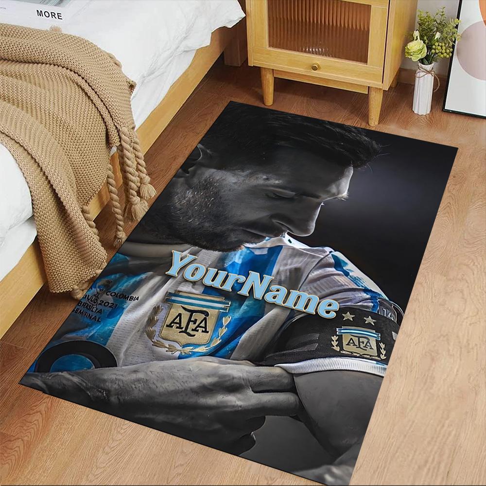 Messi Personalized Name Area Rug Design for Outdoor Decorate Room Hallway Entryway Antislip Carpet Anime Office Decor Gift for Festivals