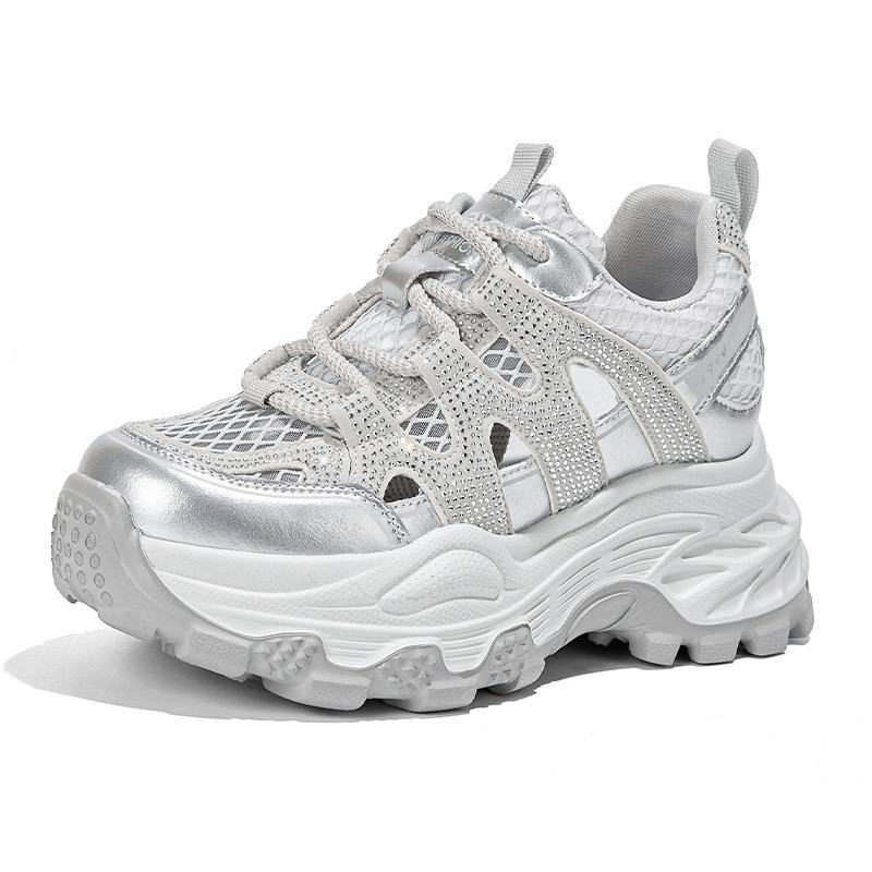 Thick-Soled Dad Shoes Women S Shoes Summer Breathable Hollow Breathable Mesh Thin Casual Sports Shoes 34