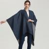 Reversible Cashmere-Feel Women's Poncho Shawl for Spring and Autumn