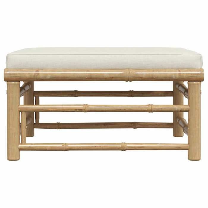 Maison Exclusive - Repose-pied de jardin avec coussin blanc crème Bambou