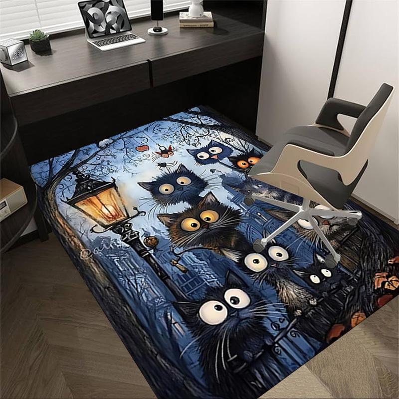 

1PC Night, Cats Extra Large Non Slip Floor carpet, Office, family, bedroom, Studio Large Area Rug Indoor Rugs 60cm by 90cm