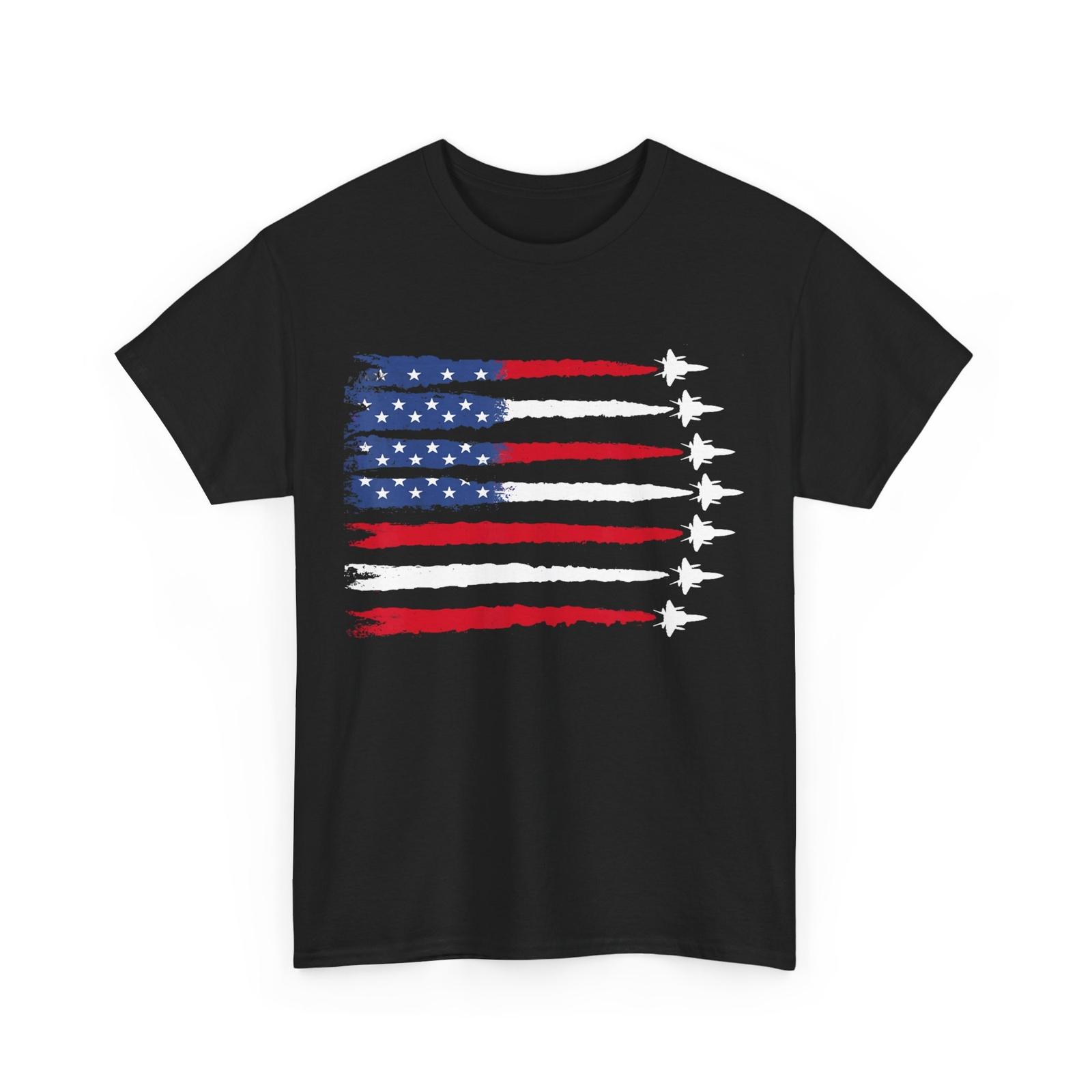 Patriotic Red White Blue American Flag Fighter Jets 4th of July T-Shirt XXXL