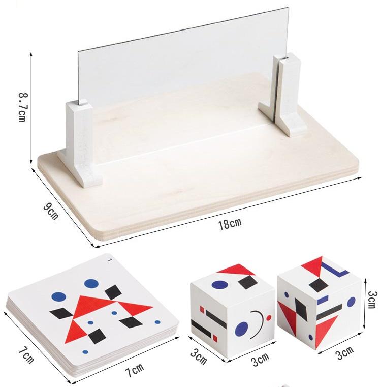 

Монтессори Зеркальная головоломка для детей Деревянные развивающие игрушки Логическое мышление Пространственное мышление Тренировка мозга Игра для путешествий Подарки