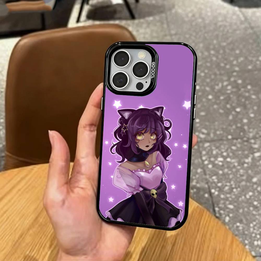 

A-Aphmau Meow Anime Cats Phone Case For iPhone17,16,15,14,13,12,11 Plus,Pro Max Colored Silver Plated Inside Cover iPhone13PROMAX