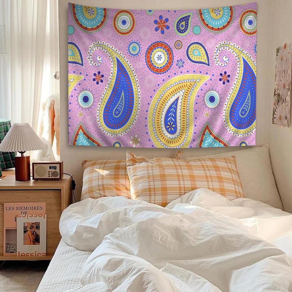 Bandana Pattern Printed Colorful Tapestry Wall Hanging Bohemian Wall Tapestries Mandala Wall Art Decor