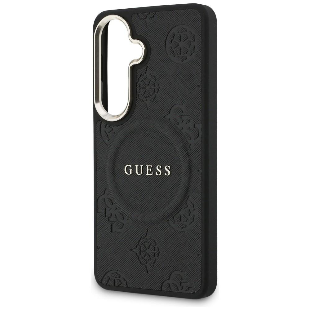 Guess Saffiano Peony Embossed Ring MagSafe case for Samsung Galaxy S26 black