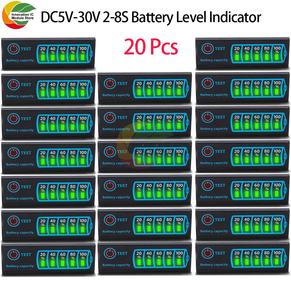 2S-8S 18650 Li-ion Lipo Lithium 5-30V Lead Acid Battery Level Indicator Tester LCD Display Meter Module Capacity Voltage Meter