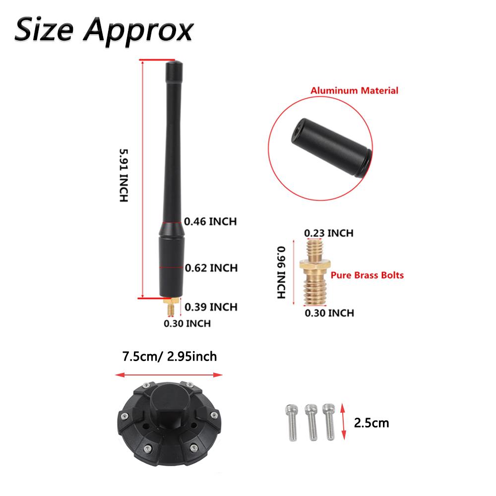 6 Inch Short Antenna Aerial Base Set For Jeep Wrangler JK JKU JL JLU JT Rubicon Sahara 2007-2025 Bracket Car Parts Accessories