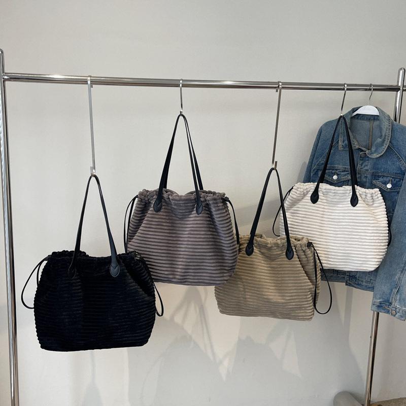 Autumn/winter Corduroy Shoulder Bags Large Capacity Furry Women's Bags High Quality String Soft Versatile Handbags CLE