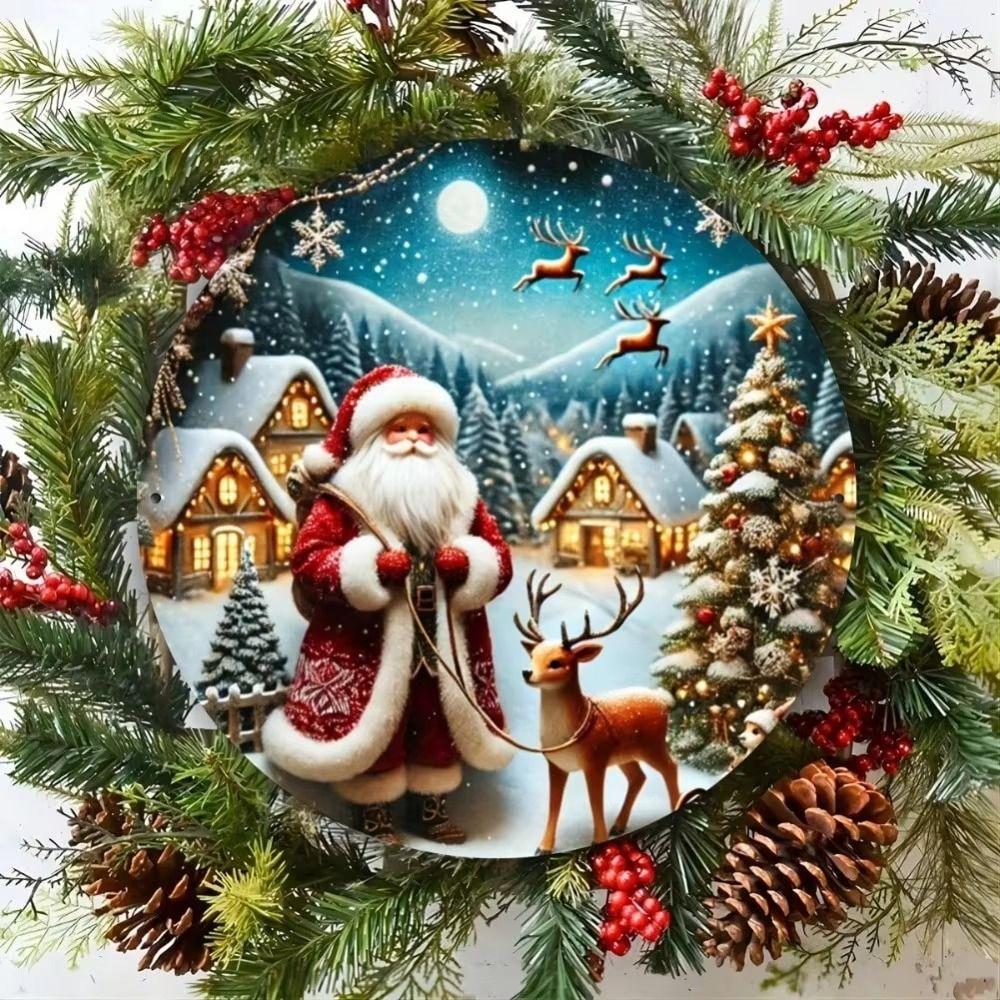 Metal Wall Sign Magic Deer Christmas Art Home Decor 20x20 Cm