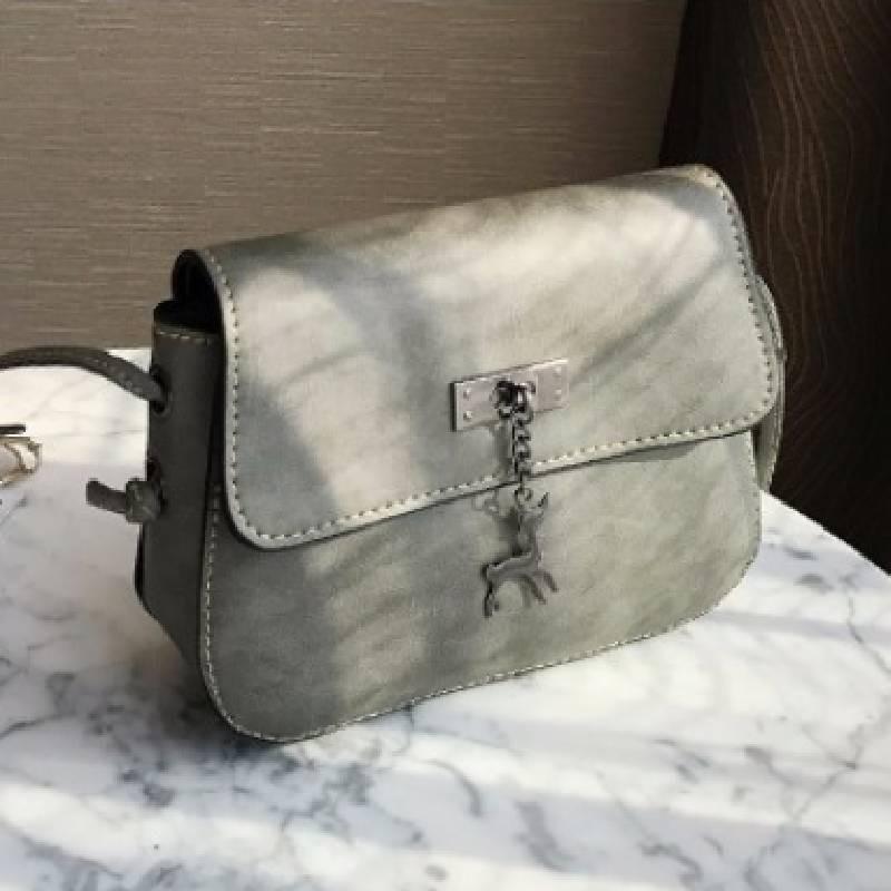 European And American Retro Style Small Saddle Bag With Deer Pendant Pu Shoulder Bag