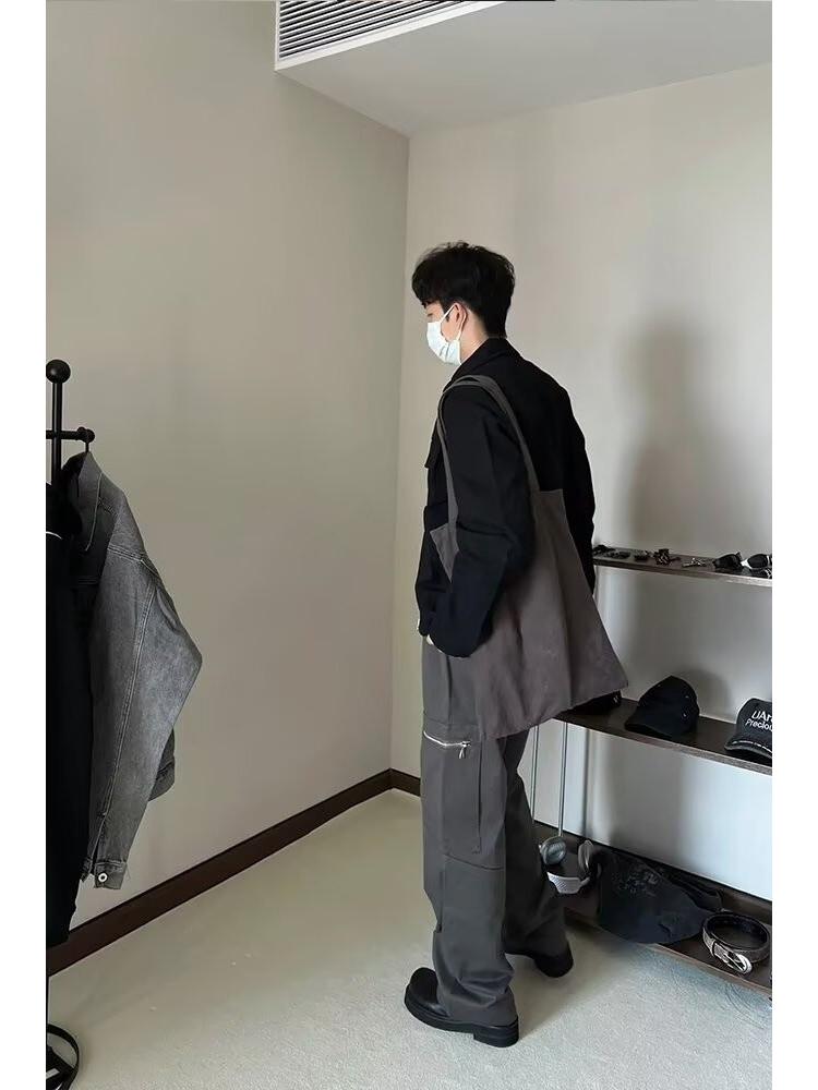 Men's High-End Short Baseball Jacket with Padded Shoulders - 2024 Spring/Autumn Collection