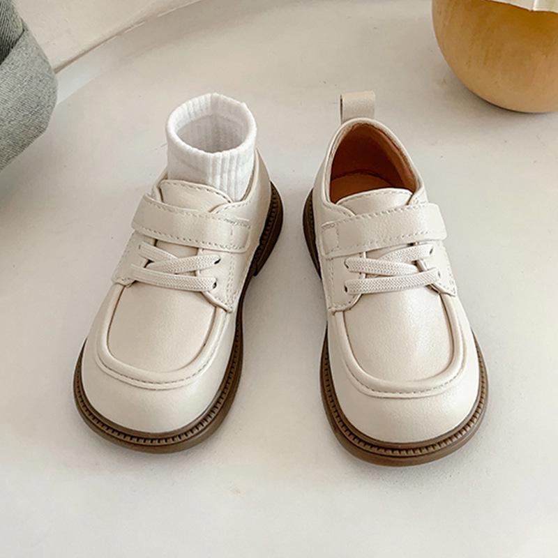 

Дитячі шкіряні туфлі на м якій підошві - Для дівчаток, весняно-осінні, британський стиль, повсякденні та зручні, протиковзкі, для ходьби, для малюків Size 29, Length 17.8cm брудно-білий