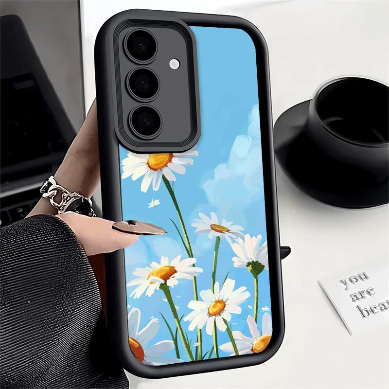 

Чехол для телефона Samsung Galaxy S26 S25 Ultra S24 FE Эстетика с цветами маргаритки Оболочка S23 Plus S22 + S21 S20 5G Мягкий силикон Funda Samsung S23 Ultra
