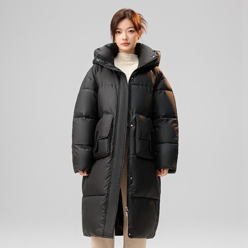 New cotton-padded clothes, long thickened coats, loose women's knee-length hooded cotton-padded jackets, warm cotton-padded clothes women