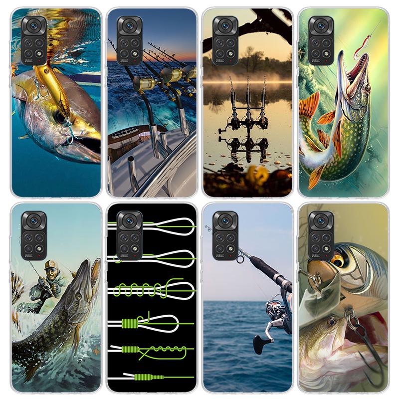 Carp Fish Fishing Rod Hook Phone Case For Xiaomi Redmi Note 15 14 14S 13 12S 12 Pro Plus 11S 11 10S 10 4G Cover 11E 11T 5G Print
