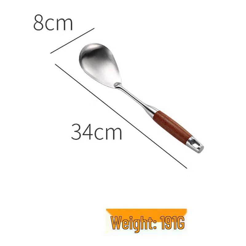 Pear Wood Handle 304 Stainless Steel Rice Spoon