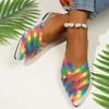 Women Sandals Women Flats Shoes 2025 Summer New Flat Hole Shoes Female Beach Jelly Sandals Simple Rainbow Plastic Sandals