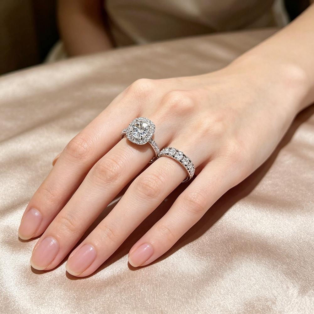 2Women's Engagement Ring Set: Fashionable and Luxurious, Decorated with Synthetic Cubic Zirconia, Suitable for Women's Daily Wear, Engagement,