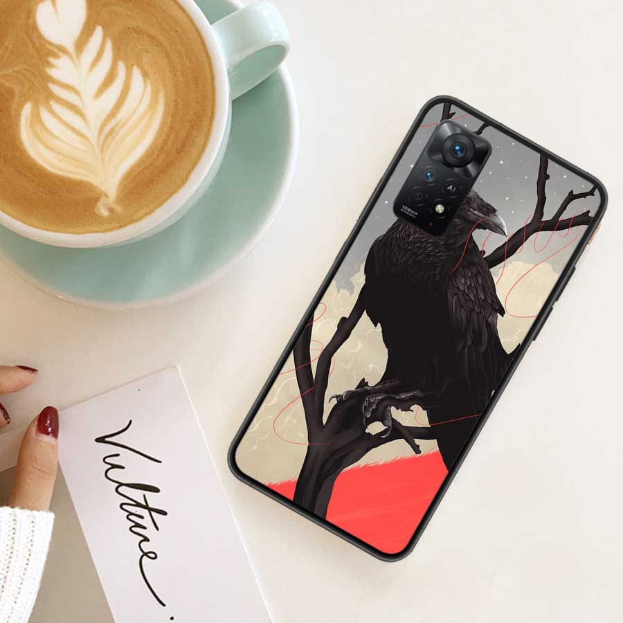 Raven Crow Skull Pattern Phone Case For Xiaomi Redmi Note 12 Plus 12S 11 11T Pro 5G 11E 11S 4G 10 10S 9 9S 9T 8 8T 7 6 5 Cover S