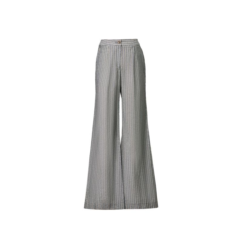 Blacknini "Double Palace Linen" Yarn-Dyed Jacquard Linen Stripes Suit round Neck Vest/Pants