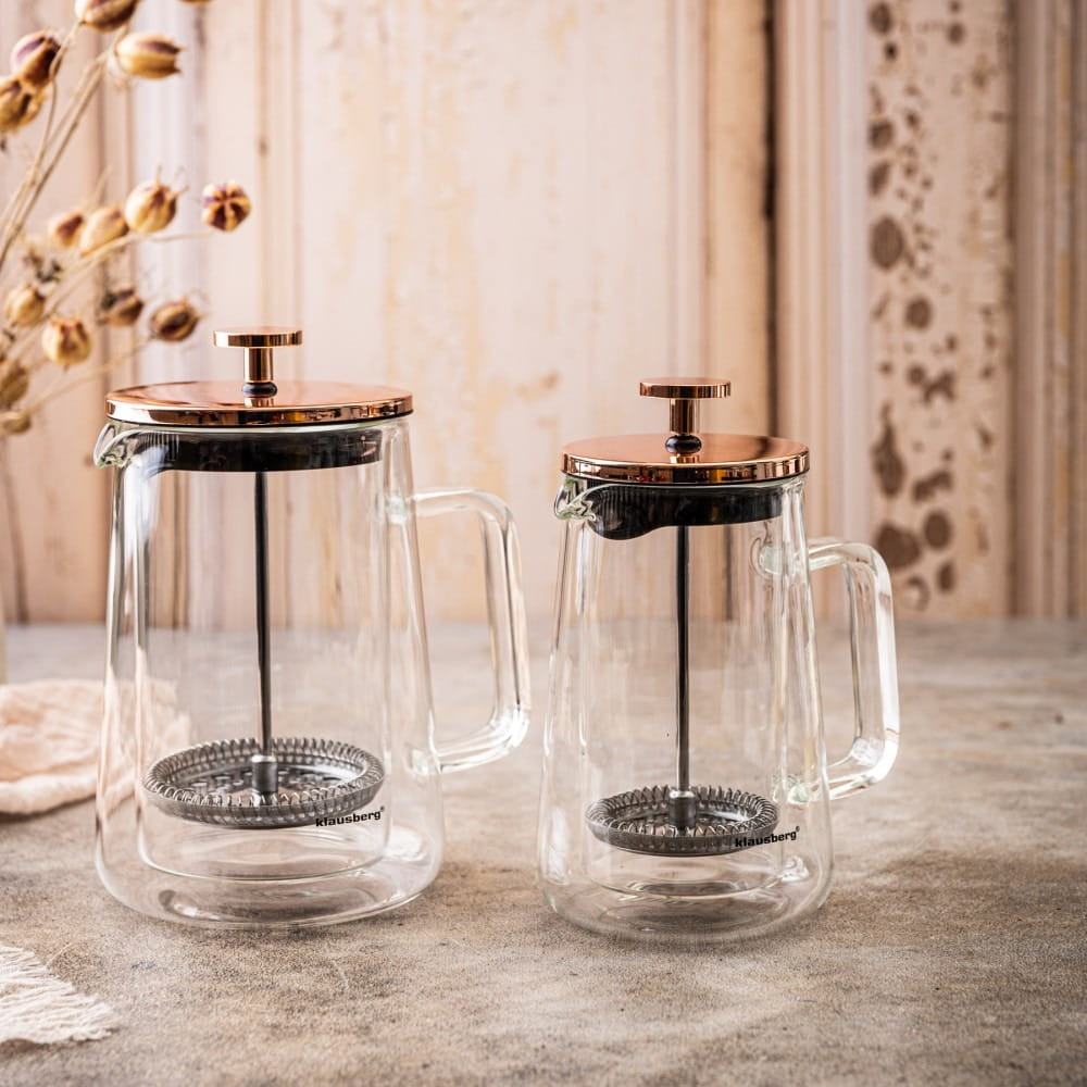 Kávovar/konvice na čaj 0,35 l French Press růžové zlato KLAUSBERG KB-7723