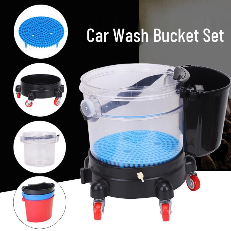 Mobile Transparent Car Wash Bucket with Wheels and Sediment Separator