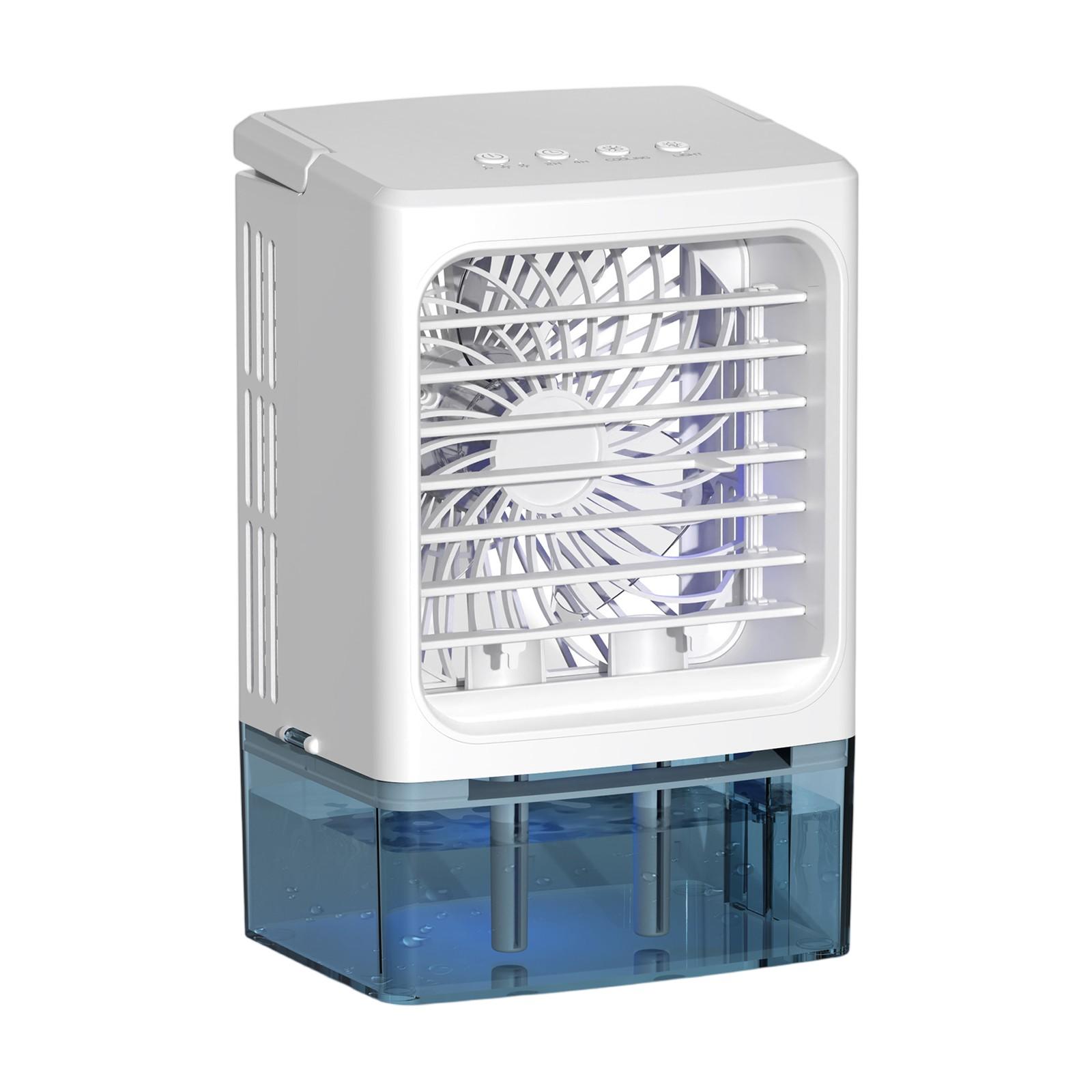 

Легкий вентилятор для дома, маленький, тихий, с распылителем, можно добавлять воду, удобный настольный маленький вентилятор One Size белый