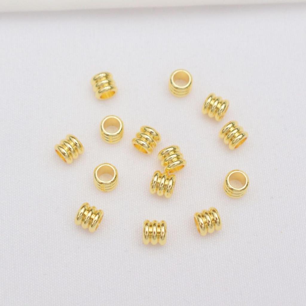 14K Gold Plated Colorfast Smooth Surface Barrel Spacer Beads for DIY Handmade Bracelets & Necklaces