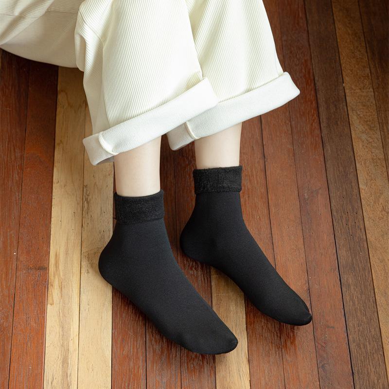 Autumn and winter snow socks for women, thickened over-the-knee socks, winter fleece-lined floor socks, postpartum socks, short socks, warm calf Average Size