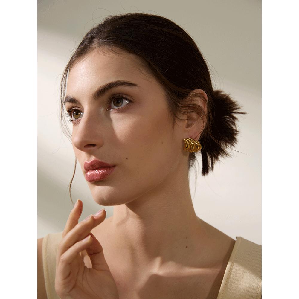 Yhpup Stainless Steel New Geometric Fashion Stud Earrings Minimalist Metal Prevent Allergy Charm Daily Jewelry High Quality Gift