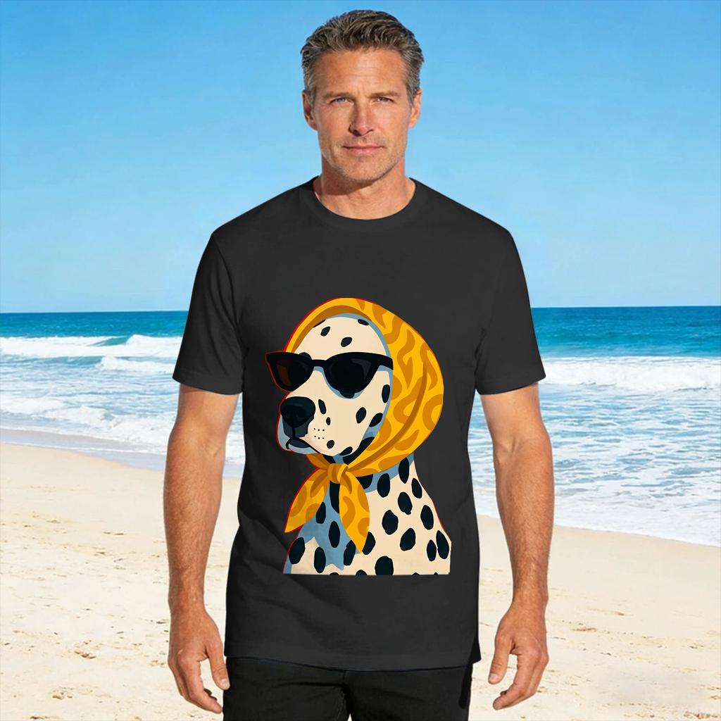 Retro Unisexs Dalmatian Print Tshirt Male Classic Tshirts Summer O Neck Harajuku Tees Printed Big Size Clothes