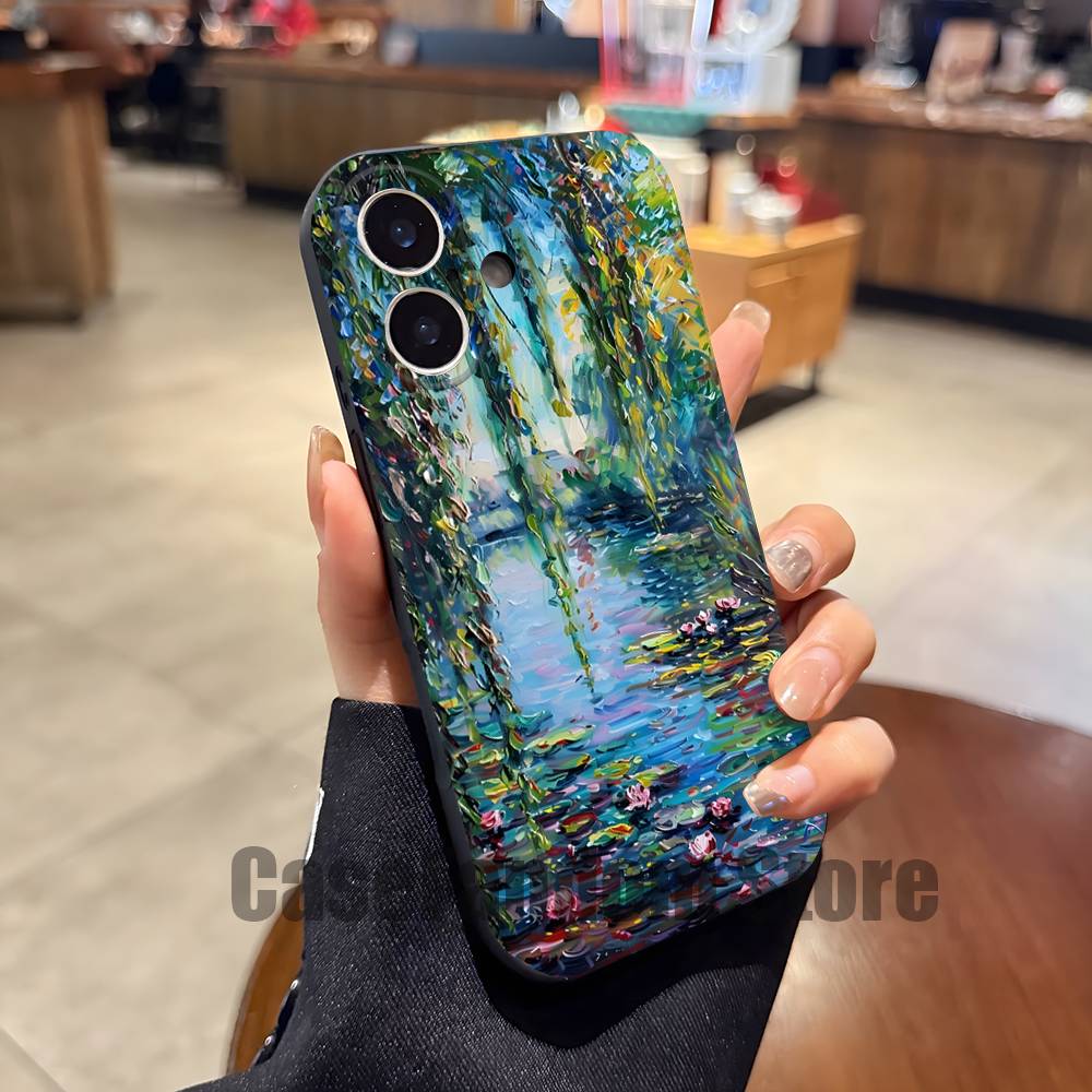 Claude M-Monet Painting Phone Case For iPhone 17,16,15,14,13,12,11,Pro,Max,Plus Black Soft Cover
