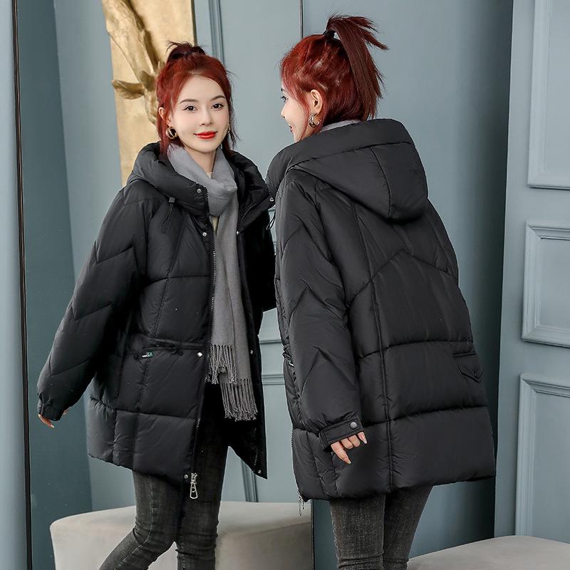 2024 Winter Plus Size Korean Style Mid-Length Thickened Cotton Coat for Women