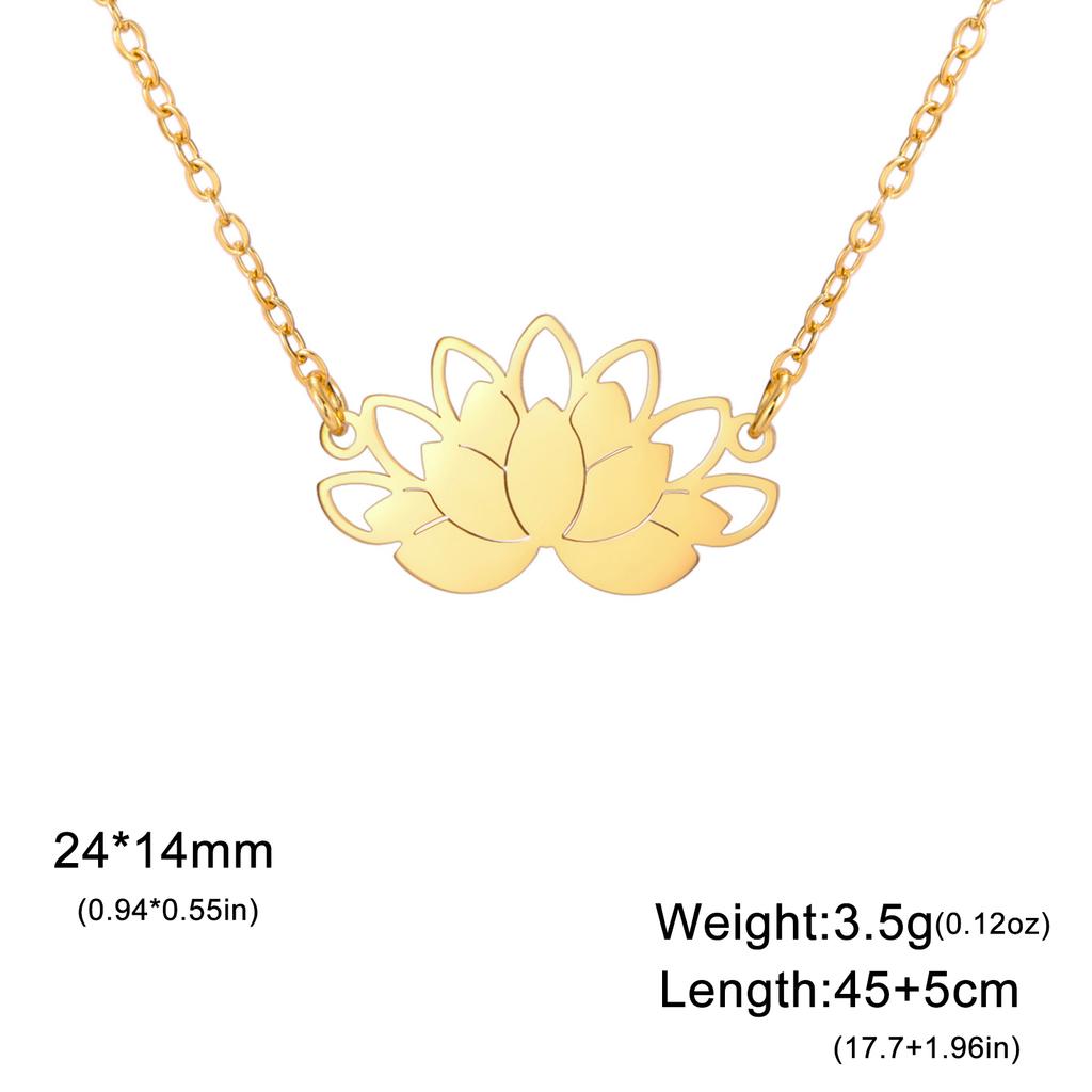 Lotus Flower Pendant Necklace Stainless Steel Women's Choker Yoga Buddhism Amulet Jewelry Birthday Gift