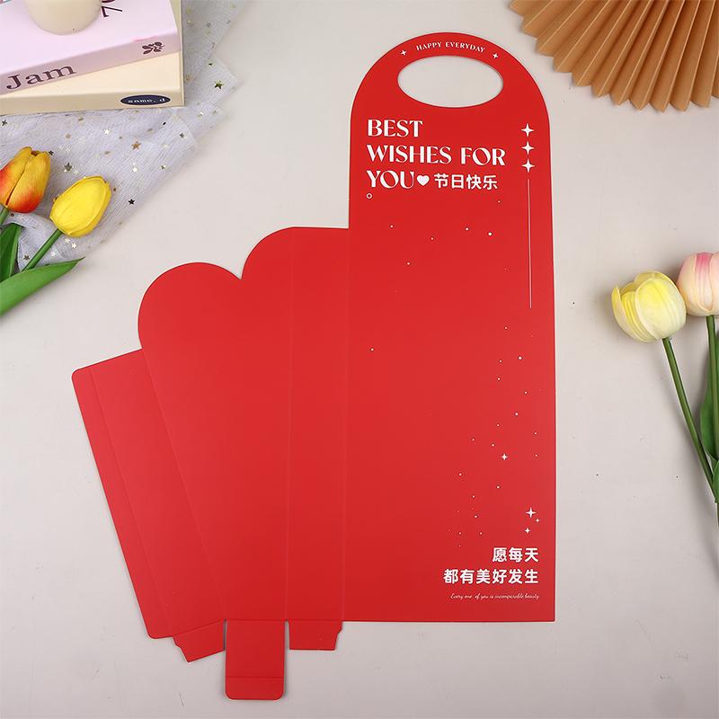 1Pc Kraft Paper Teacher S Day Flower Box Gift Box Packaging Box Mother S Day Portable Bunch Romantic Flower Wrapping Paper красный