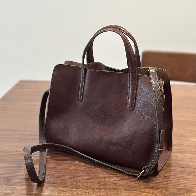 Johnature Handbag Genuine Leather Casual Versatile Tote Bag Soft Cowhide Women's Shoulder Crossbody Bag
