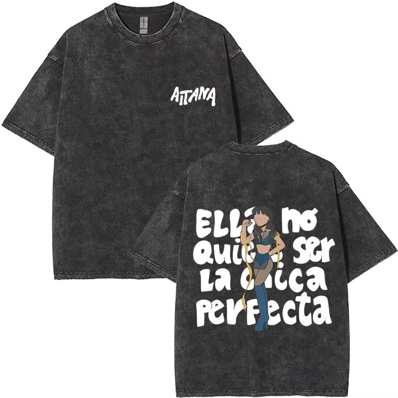

Washed Vintage Singer Aitana Logo Graphic T Shirts CUARTO AZUL Tour Tshirt Unisex Women Clothing Fashion Oversized Cotton Tshirts M