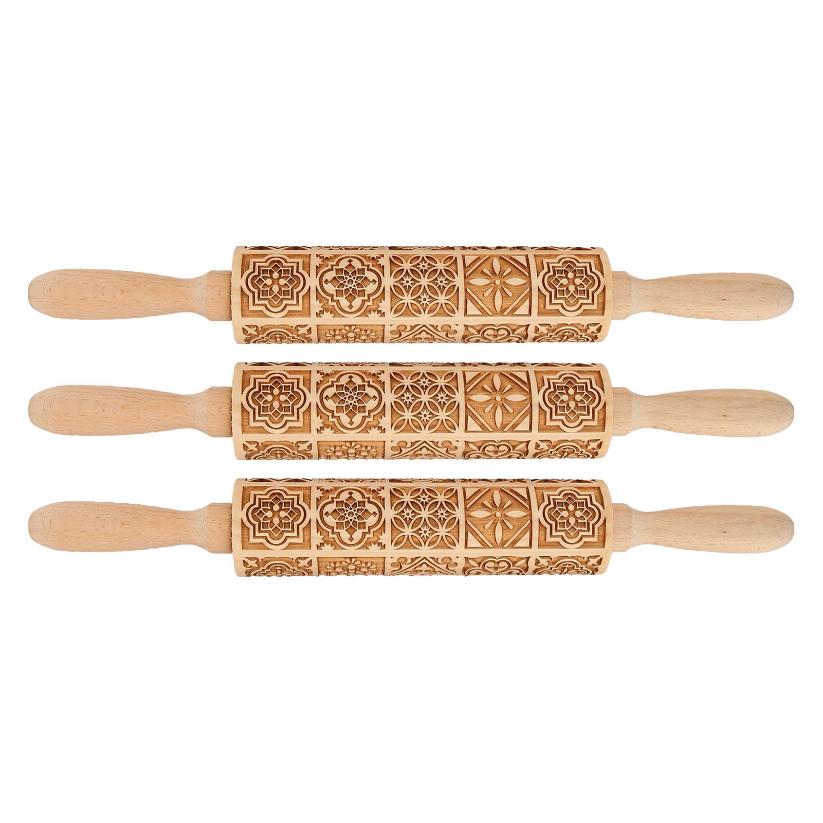

3 шт. деревянная рельефная скалка с гравировкой для раскатывания теста для выпечки пиццы, печенья, пасты