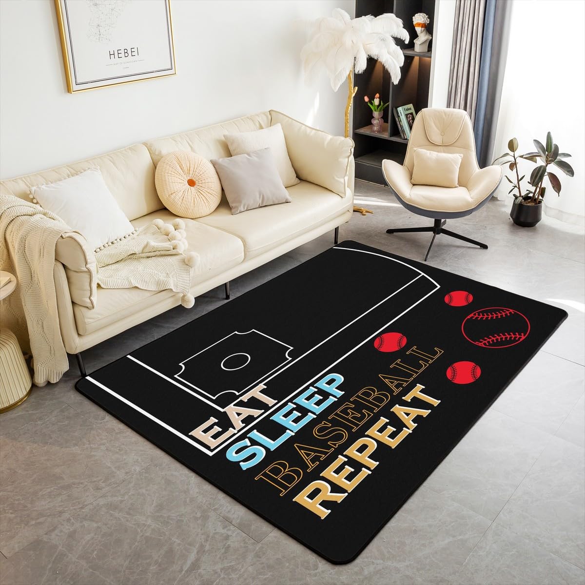 

Erosebridal Golf Print Carpet,Golf Clubs Pattern Area Rug 4 11 x 3 3 for Bedroom Living Room Playroom,Sports Game Theme Indoor Floor Mat N 160cm x 200cm